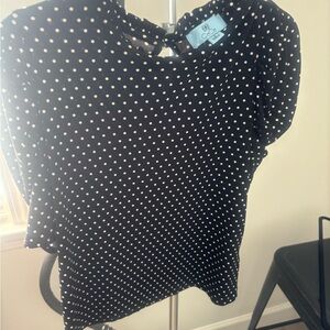 CeCe Black and White Polka Dot Blouse